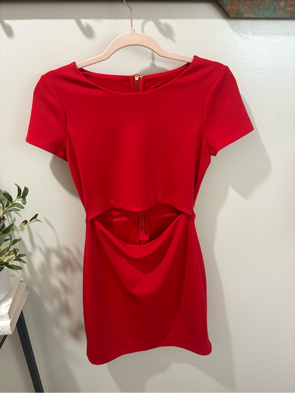 Express Red Cutout Waist Bodycon Mini Dress Size 4